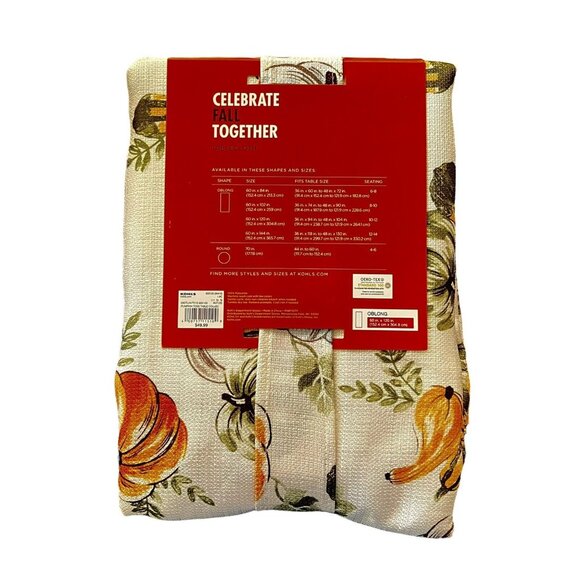 Celebrate Fall Together Pumpkin Toss Tablecloth Oblong 60" x 120" Kohl's Harvest - Picture 3 of 4